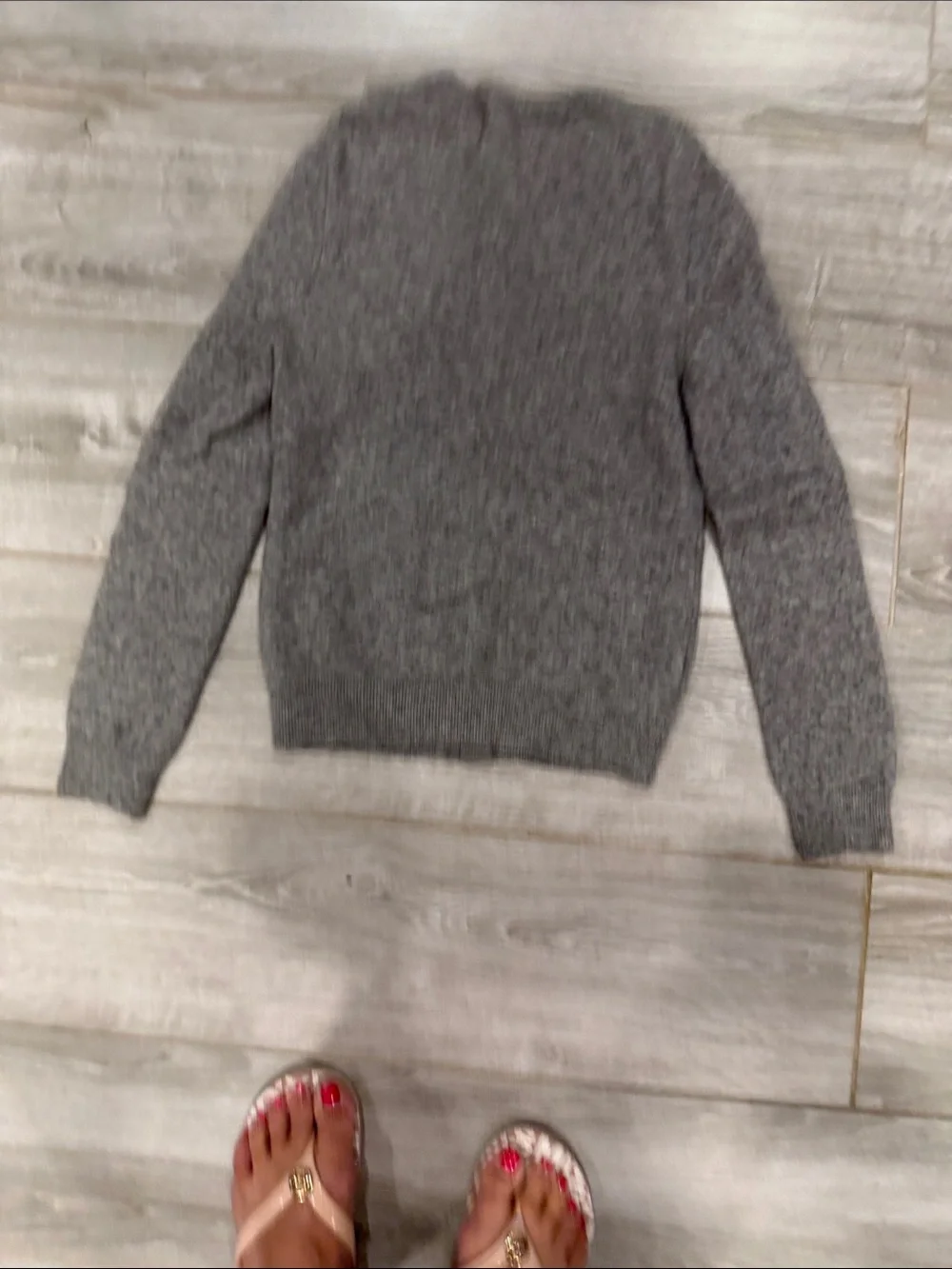Comme des Garcons PLAY Grey Cardigan with Dual Red Heart Logo L